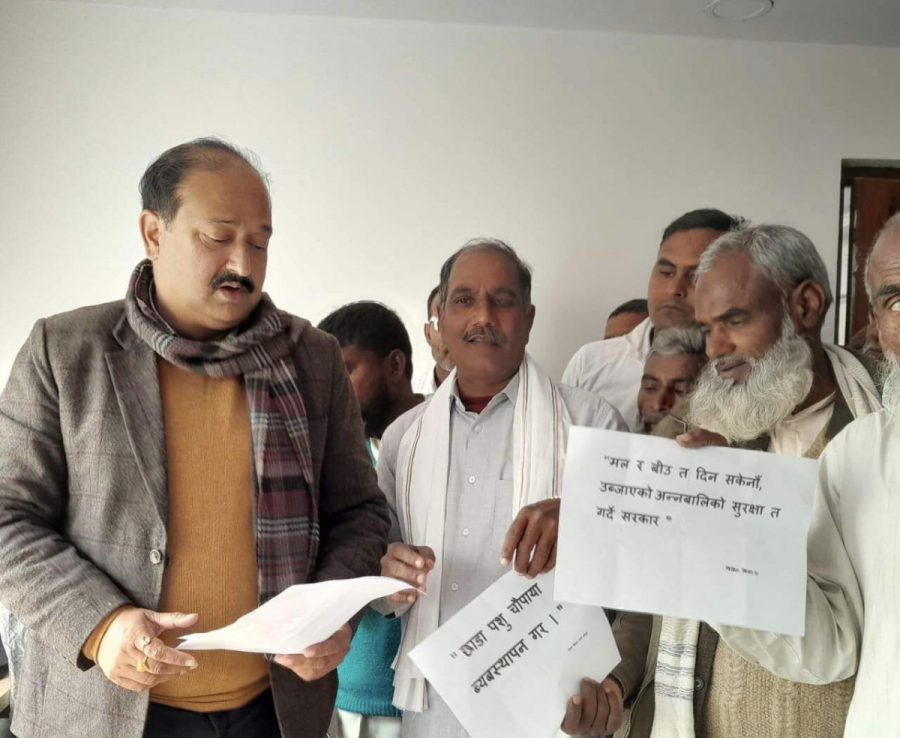 चौपायबाट पिडित किसानले बुझाए नगरप्रमुख शाहलाई ज्ञापन पत्र